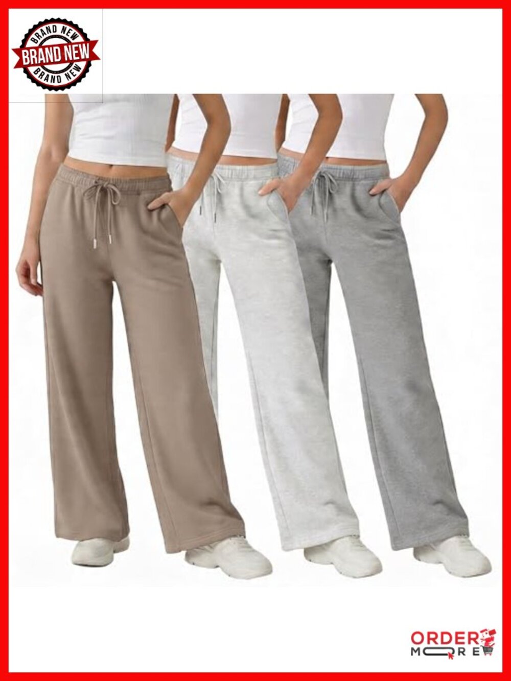 Wide Leg Fleece Sweatpants Lounge Yoga Pants with Pockets